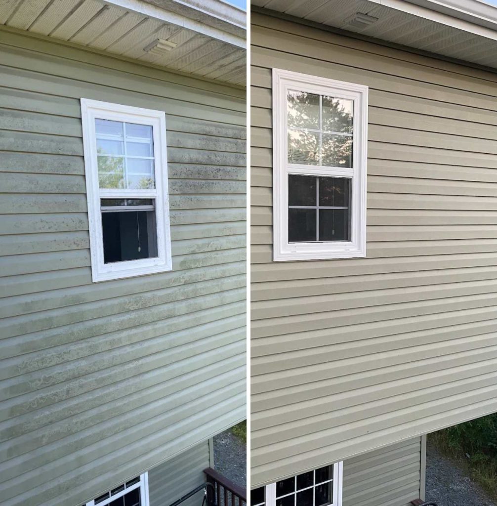 Pressure washing siding